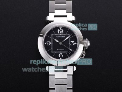 Cartier Pasha De Cartier Ladies Black Dial Swiss Automatic Replica Watch